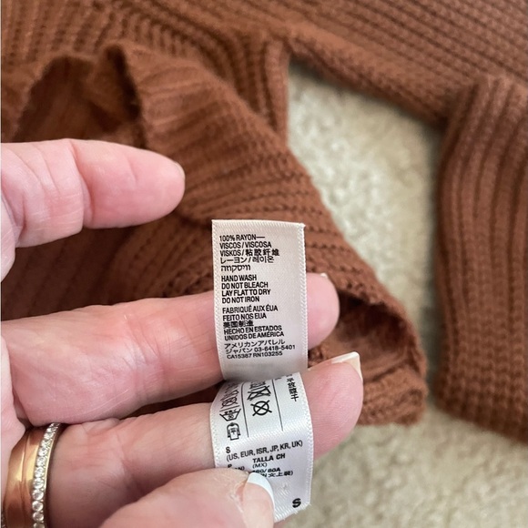 American Apparel Aslan Sweater Size Small Long Sleeve Crop Brown Light Sweater‎ - Picture 5 of 10